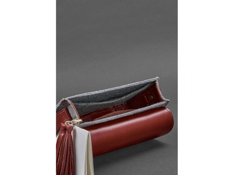 Фетровая женская бохо-сумка Лилу с кожаными бордовыми вставками, фото 4
