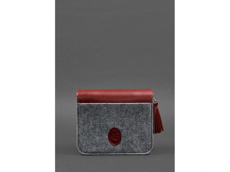 Фетровая женская бохо-сумка Лилу с кожаными бордовыми вставками, фото 5