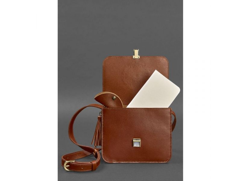 Кожаная женская бохо-сумка Лилу светло-коричневая, фото 3