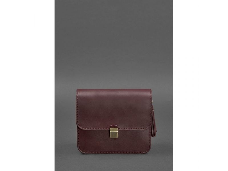 Кожаная женская бохо-сумка Лилу бордовая Krast, фото 8