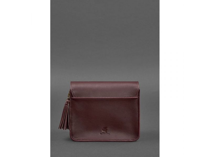 Кожаная женская бохо-сумка Лилу бордовая Krast, фото 5