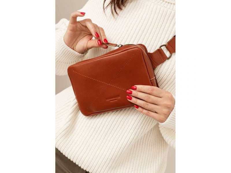 Кожаная поясная сумка Dropbag Mini светло-коричневая, фото 9