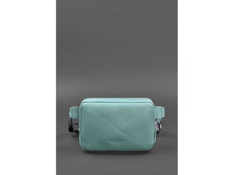 Кожаная женская поясная сумка Dropbag Mini бирюзовая, фото 2