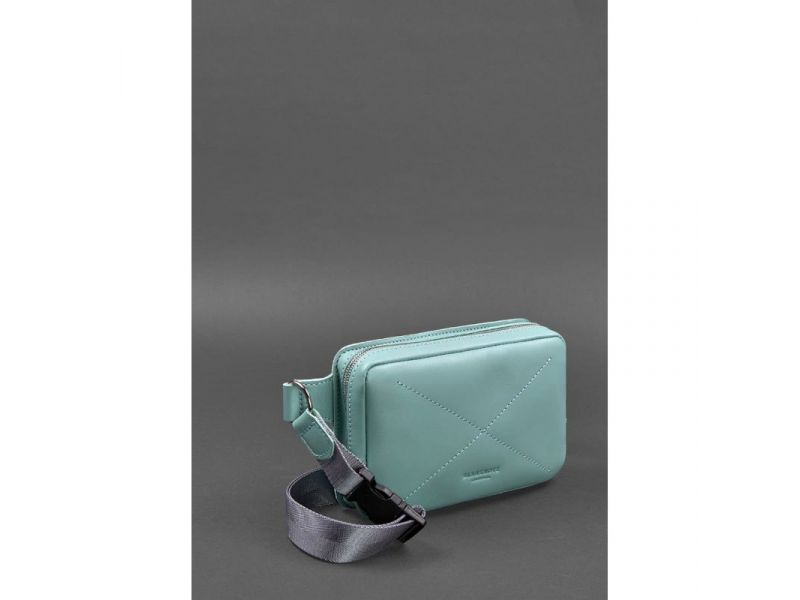 Кожаная женская поясная сумка Dropbag Mini бирюзовая, фото 3