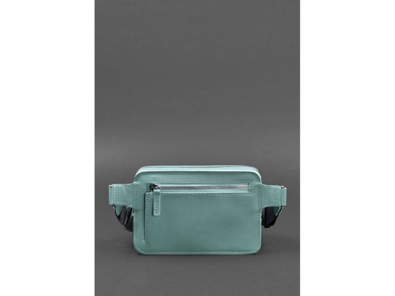 Кожаная женская поясная сумка Dropbag Mini бирюзовая, фото 4