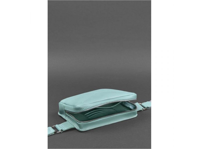 Кожаная женская поясная сумка Dropbag Mini бирюзовая, фото 5