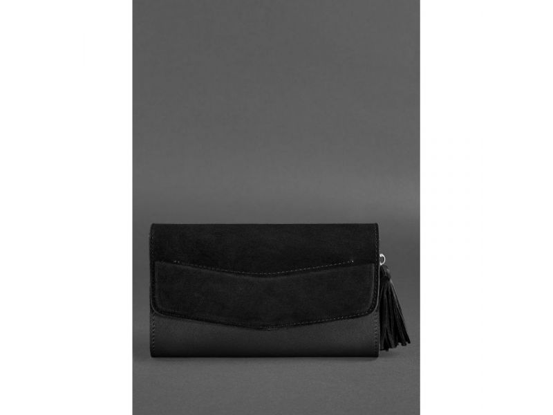 Кожаная женская сумка Элис черная Велюр, фото 2