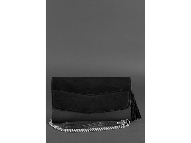 Кожаная женская сумка Элис черная Велюр, фото 3