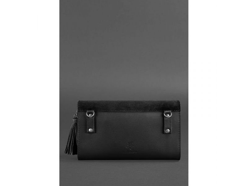 Кожаная женская сумка Элис черная Велюр, фото 6