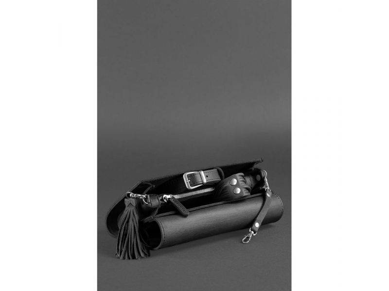 Кожаная женская сумка Элис черная Велюр, фото 7