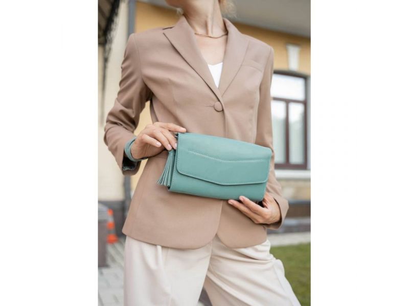 Кожаная женская сумка Элис бирюзовая, фото 1