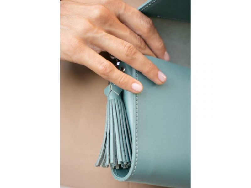 Кожаная женская сумка Элис бирюзовая, фото 10