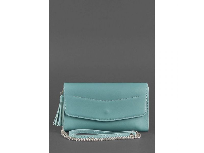 Кожаная женская сумка Элис бирюзовая, фото 3