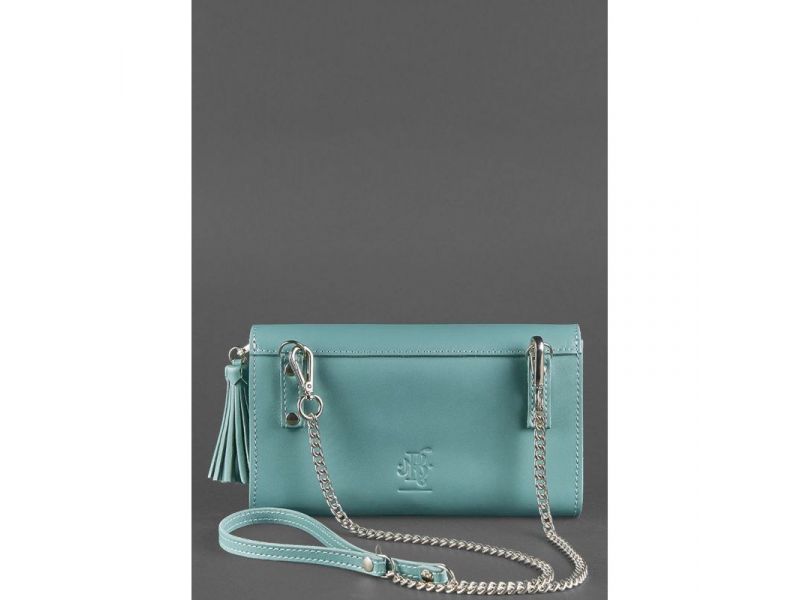 Кожаная женская сумка Элис бирюзовая, фото 4