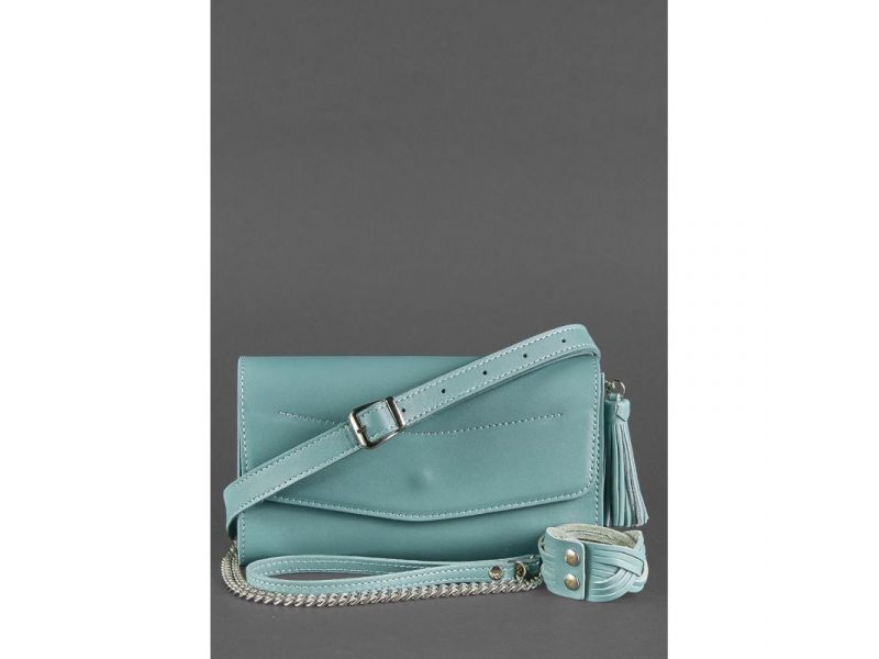 Кожаная женская сумка Элис бирюзовая, фото 5
