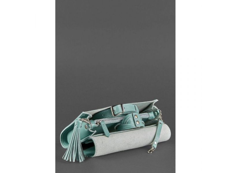 Кожаная женская сумка Элис бирюзовая, фото 6