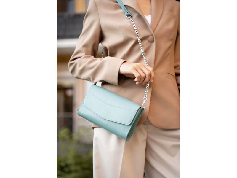 Кожаная женская сумка Элис бирюзовая, фото 7