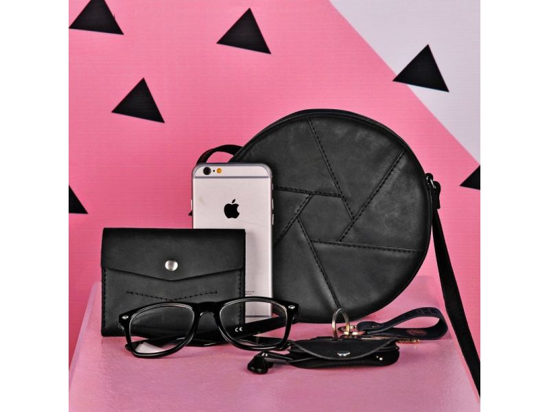 Женская кожаная сумка Бон-Бон черная Crazy Horse, фото 8