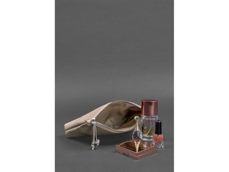 Женская кожаная косметичка 1.0 светло-бежевая, фото 3