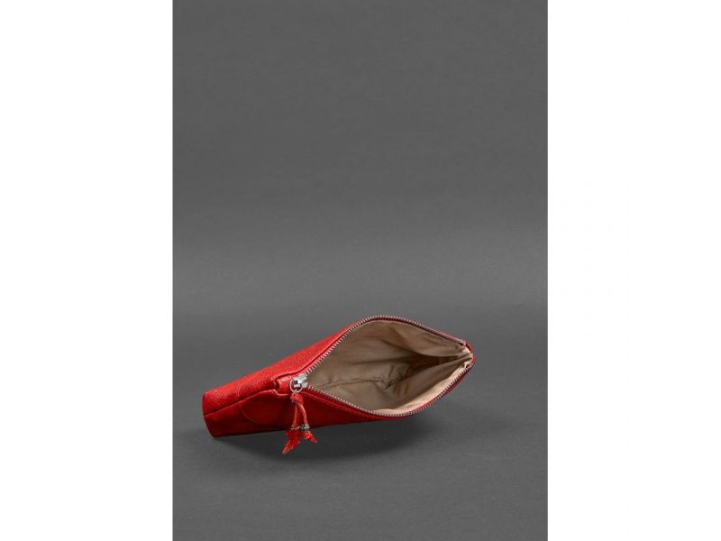 Кожаная женская косметичка 1.0 красная, фото 2