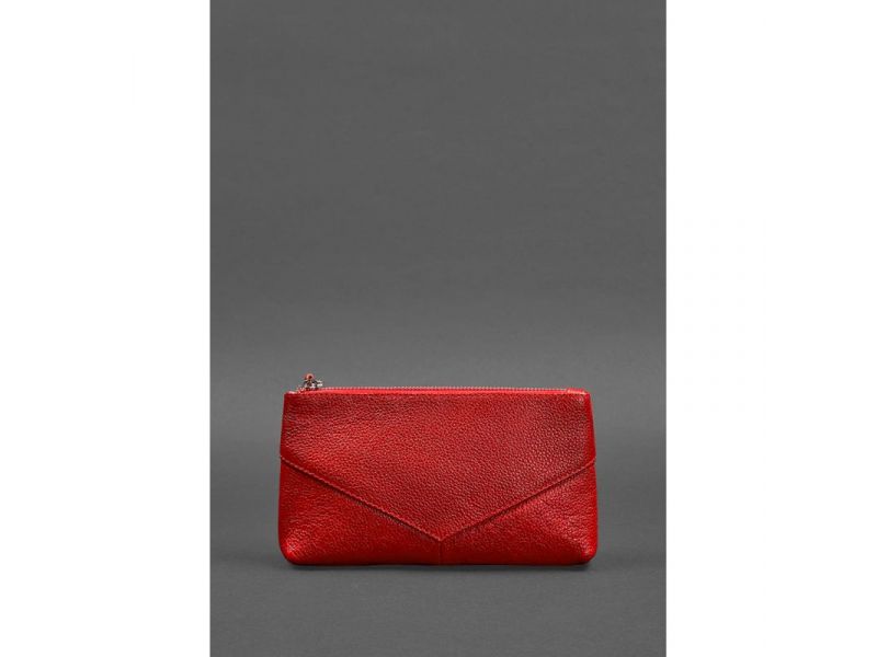 Кожаная женская косметичка 1.0 красная, фото 4