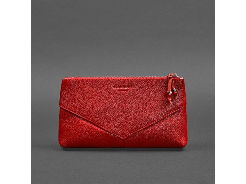 Кожаная женская косметичка 1.0 красная, фото 5