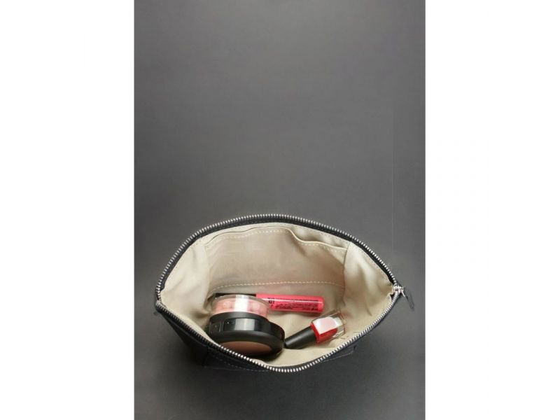 Женская кожаная косметичка 2.0 черная Crazy Horse, фото 4