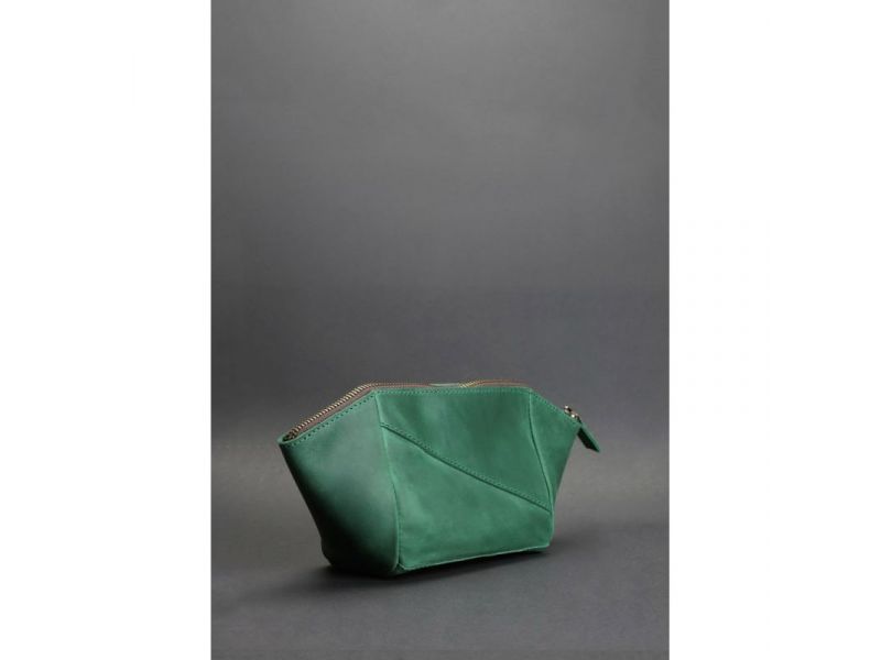 Женская кожаная косметичка 2.0 зеленая Crazy Horse, фото 3