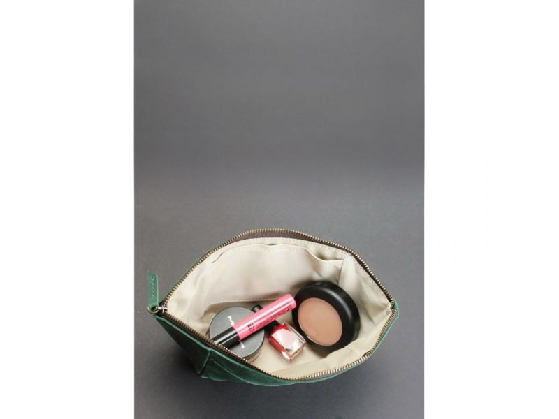 Женская кожаная косметичка 2.0 зеленая Crazy Horse, фото 5