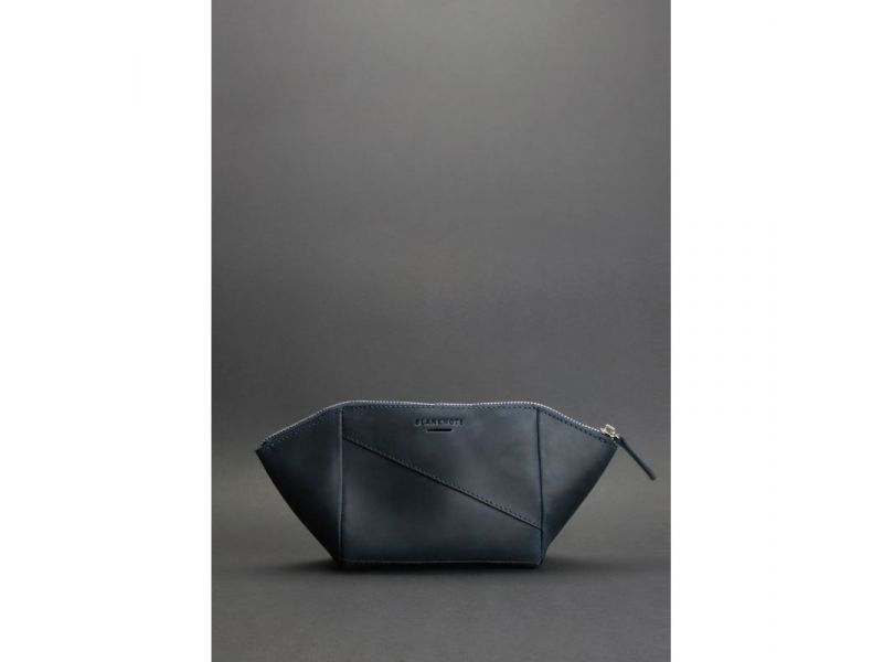 Женская кожаная косметичка 2.0 синяя Crazy Horse, фото 1