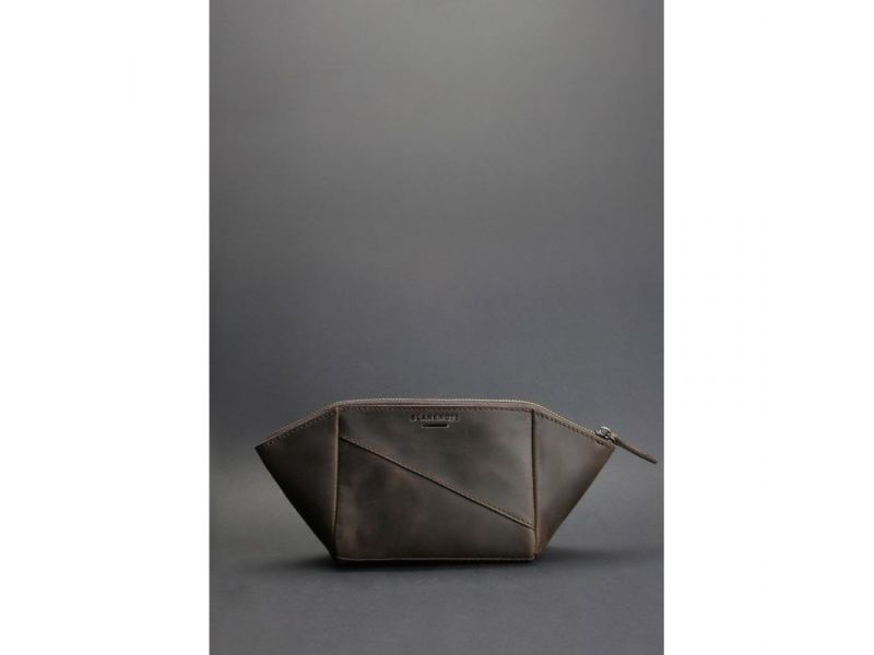 Женская кожаная косметичка 2.0 темно-коричневый Crazy Horse, фото 1