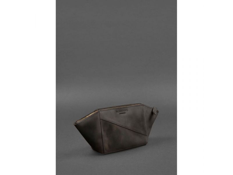 Женская кожаная косметичка 2.0 темно-коричневый Crazy Horse, фото 2