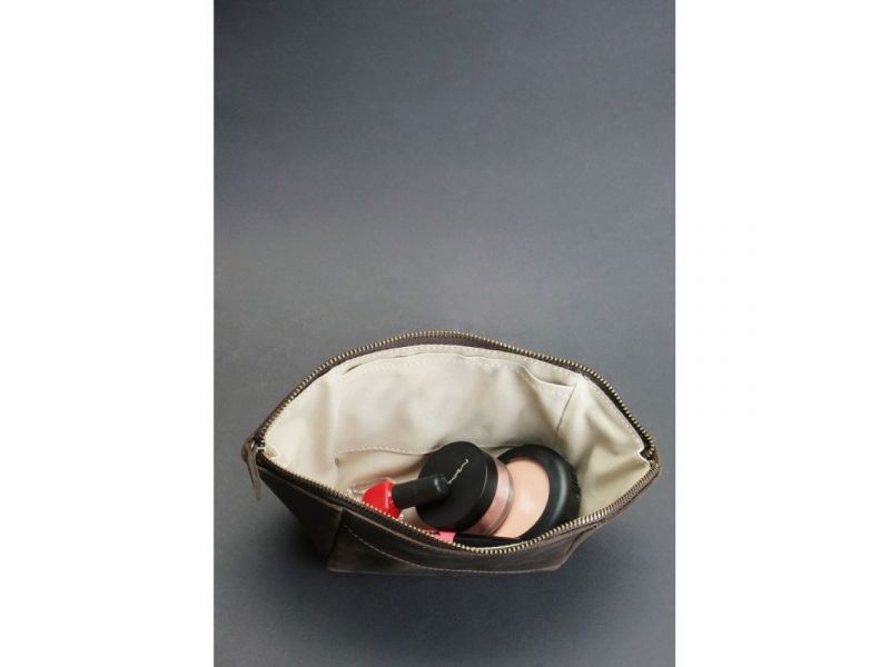 Женская кожаная косметичка 2.0 темно-коричневый Crazy Horse, фото 4