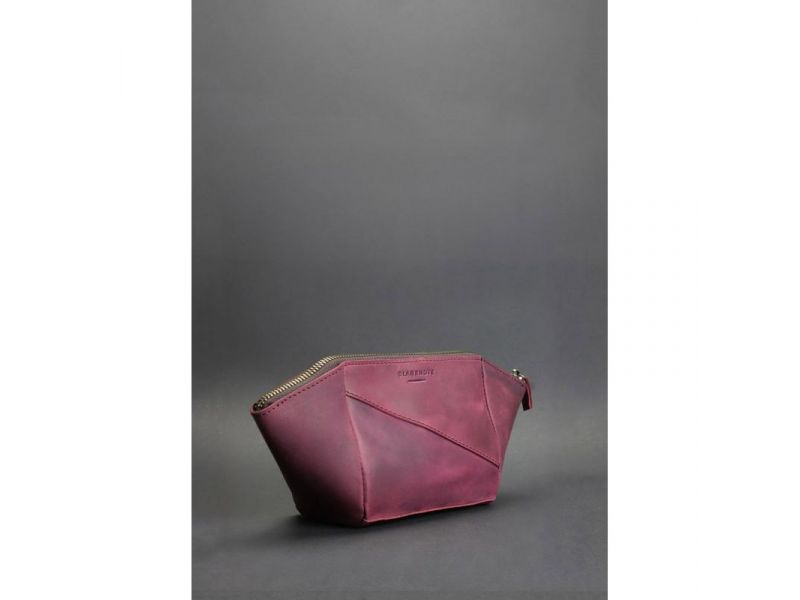 Женская кожаная косметичка 2.0 бордовая Crazy Horse, фото 2