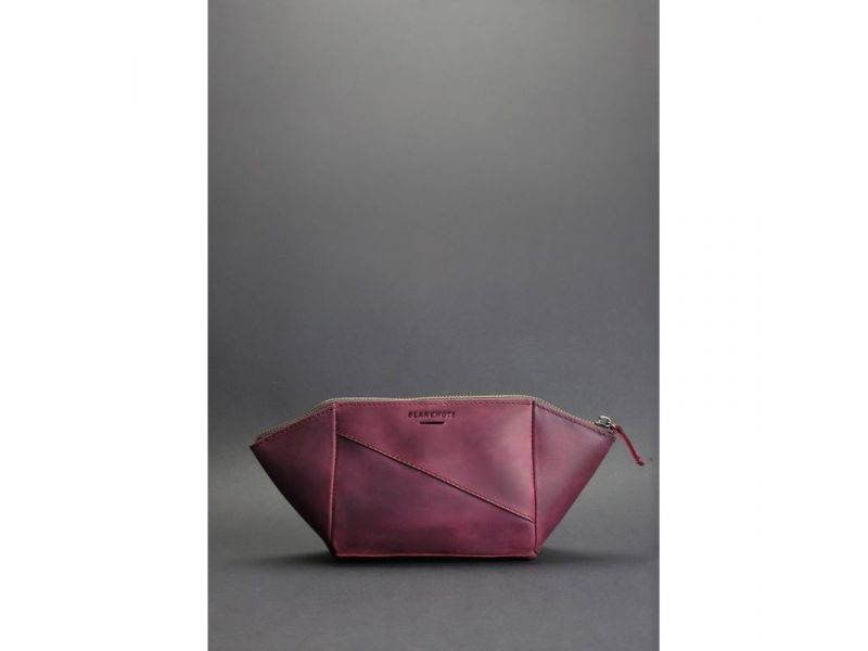 Женская кожаная косметичка 2.0 бордовая Crazy Horse, фото 1