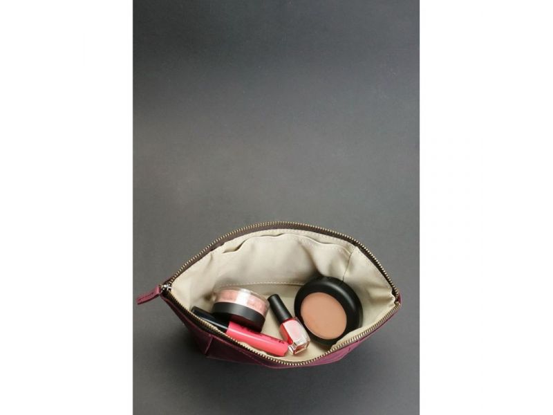 Женская кожаная косметичка 2.0 бордовая Crazy Horse, фото 4