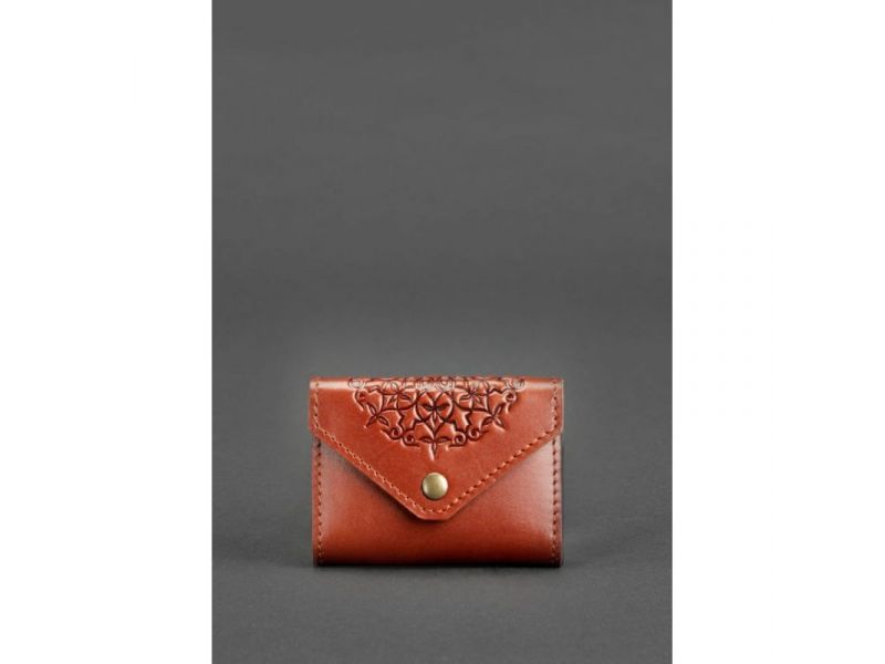 Кожаный кард-кейс 3.0 светло-коричневый с мандалой, фото 2