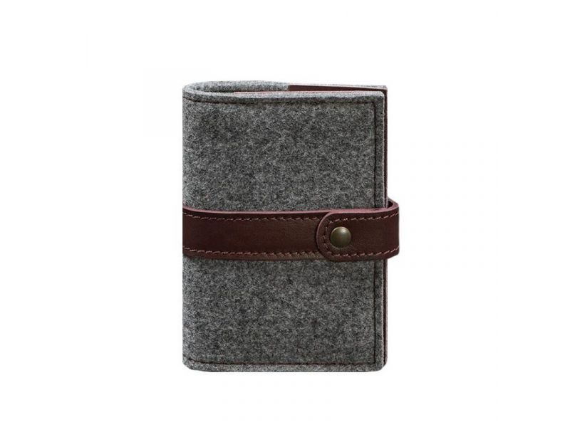 Фетровая обложка для паспорта 1.1 с кожаными бордовыми вставками, фото 6