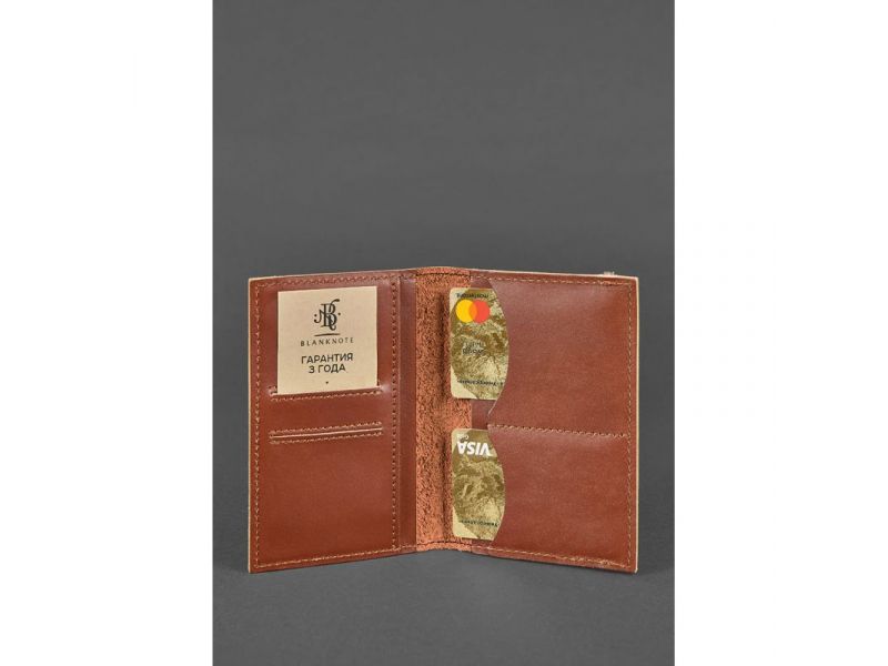 Кожаная обложка для паспорта 2.0 светло-коричневая, фото 3