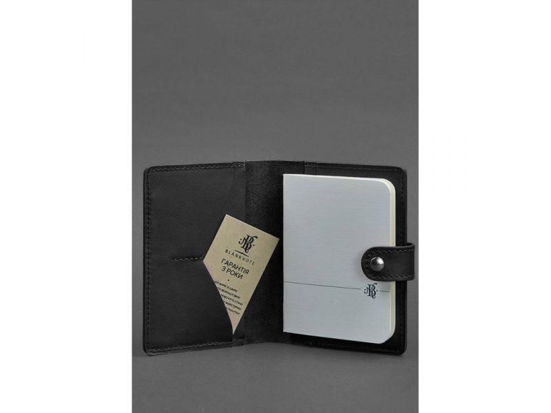 Кожаная обложка для паспорта 3.0 черная, фото 2