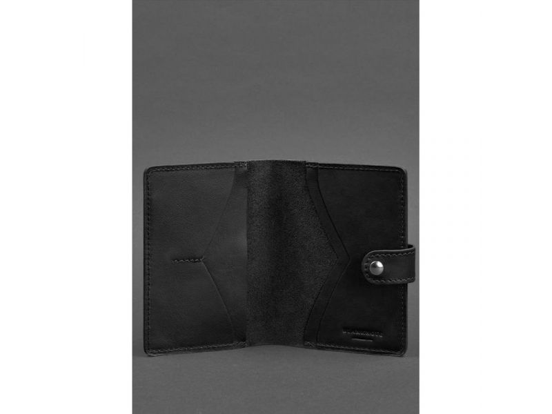 Кожаная обложка для паспорта 3.0 черная, фото 3