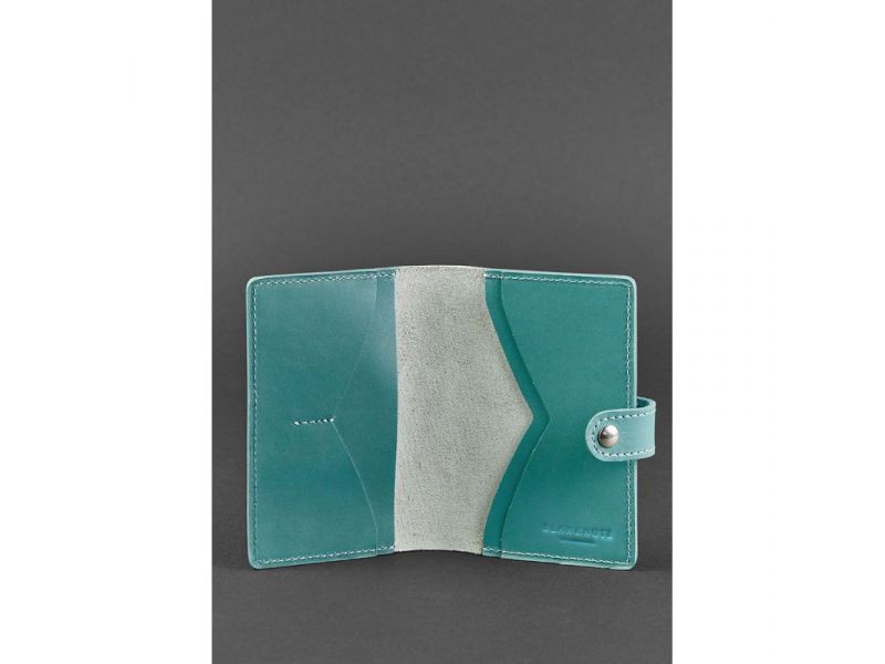 Кожаная обложка для паспорта 3.0 бирюзовая, фото 3