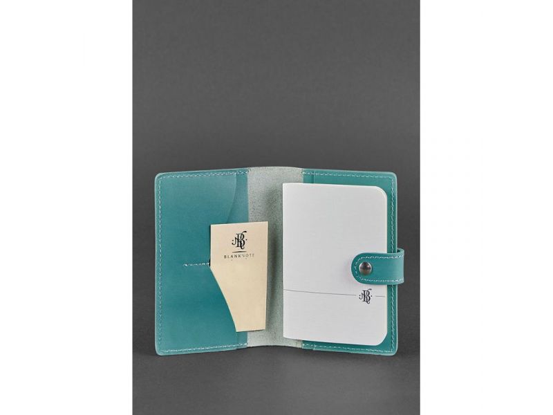 Кожаная обложка для паспорта 3.0 бирюзовая, фото 5