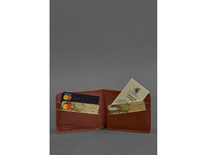 Мужское кожаное портмоне 4.1 (4 кармана) светло-коричневое, фото 2