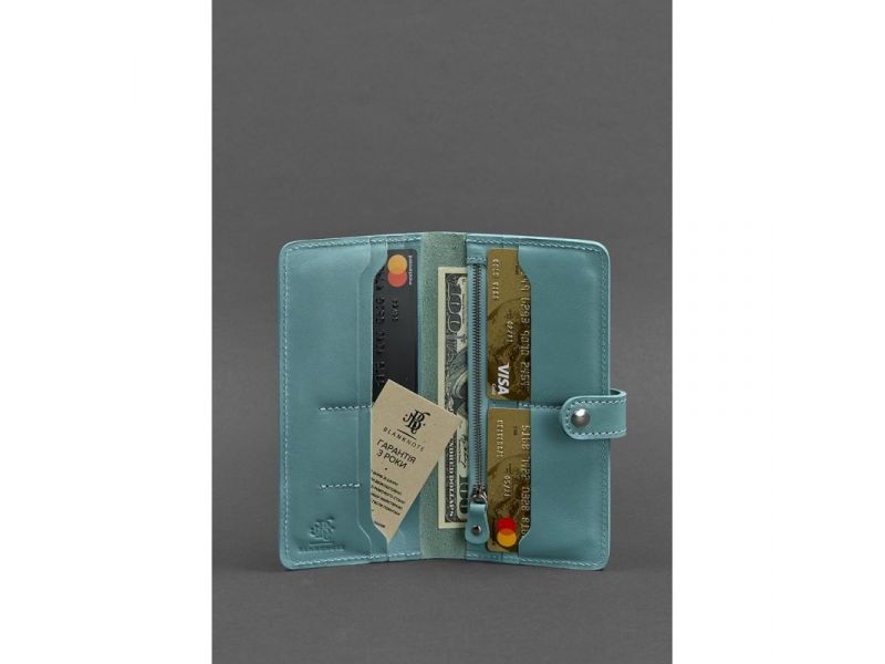 Кожаное женское портмоне 7.0 бирюзовое, фото 2