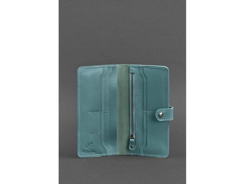 Кожаное женское портмоне 7.0 бирюзовое, фото 3