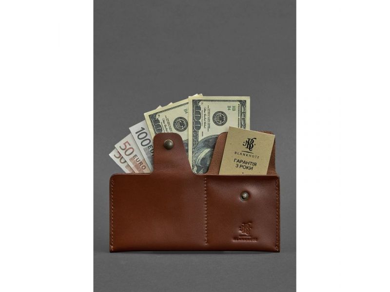 Кожаное портмоне-купюрник 8.0 светло-коричневое, фото 2