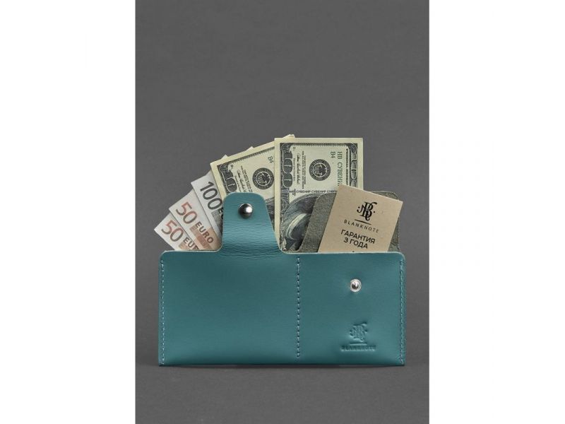 Женское кожаное портмоне-купюрник 8.0 бирюзовое, фото 2