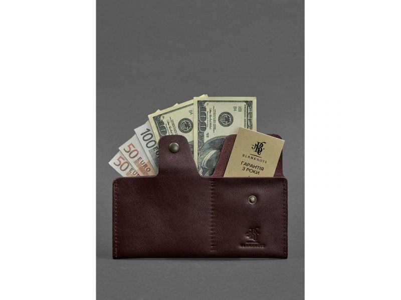 Кожаное портмоне-купюрник 8.0 бордовое, фото 2