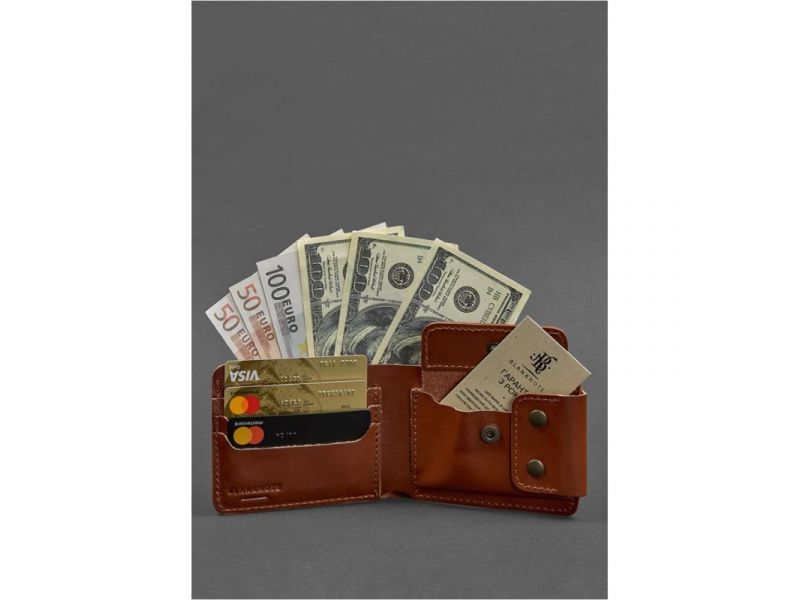 Кожаное портмоне Zeus 9.0 светло-коричневое, фото 2